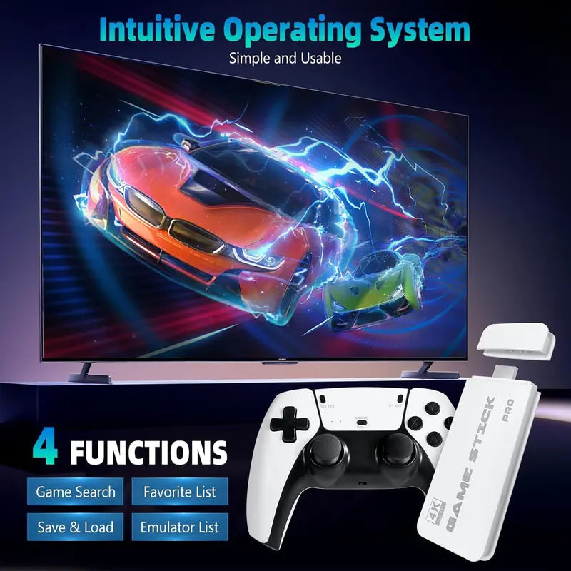 Wireless Gaming Console – 60,000+ Licensed Classic Games, 4K UHD Support & Two Free Controllers